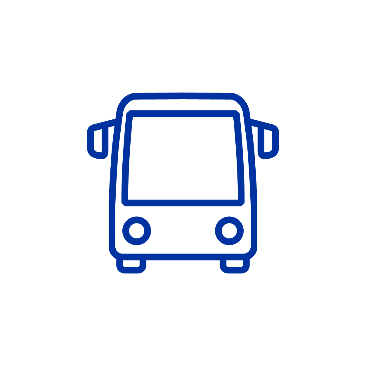 A blue bus outline.